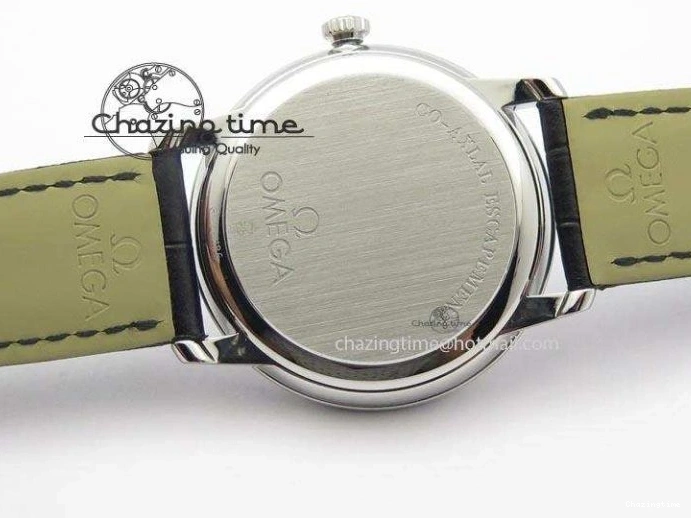 0205 Flexible De Ville MK 1:1 Best Edition SS White Dial On Black Leather Asian Seagull T1701 (Sec@6) 8244